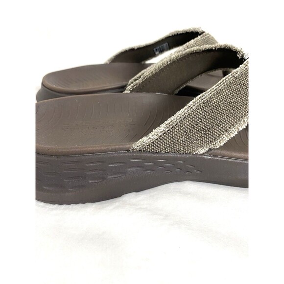 Skechers Flip Flops Men’s Gino Vegan Brown Relaxed Fit Lux Foam Comfort Casual main image 7